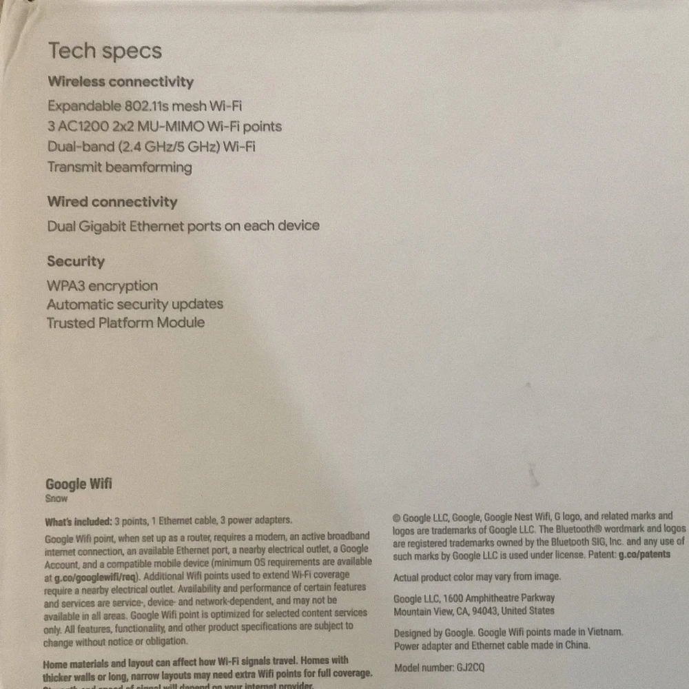 Google Wi-Fi System 3- pack router NEW, OPENED NEVER USED